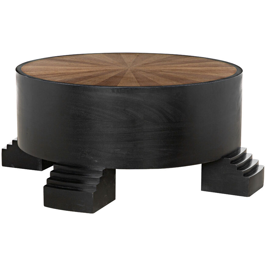 Tambour 44 X 44 inch Hand Rubbed Black with Veneer Top Coffee Table