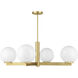 Modern 4 Light 38 inch Natural Brass Chandelier Ceiling Light