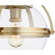 Meridian 1 Light 12.5 inch Aged Brass Semi Flush Mount Ceiling Light