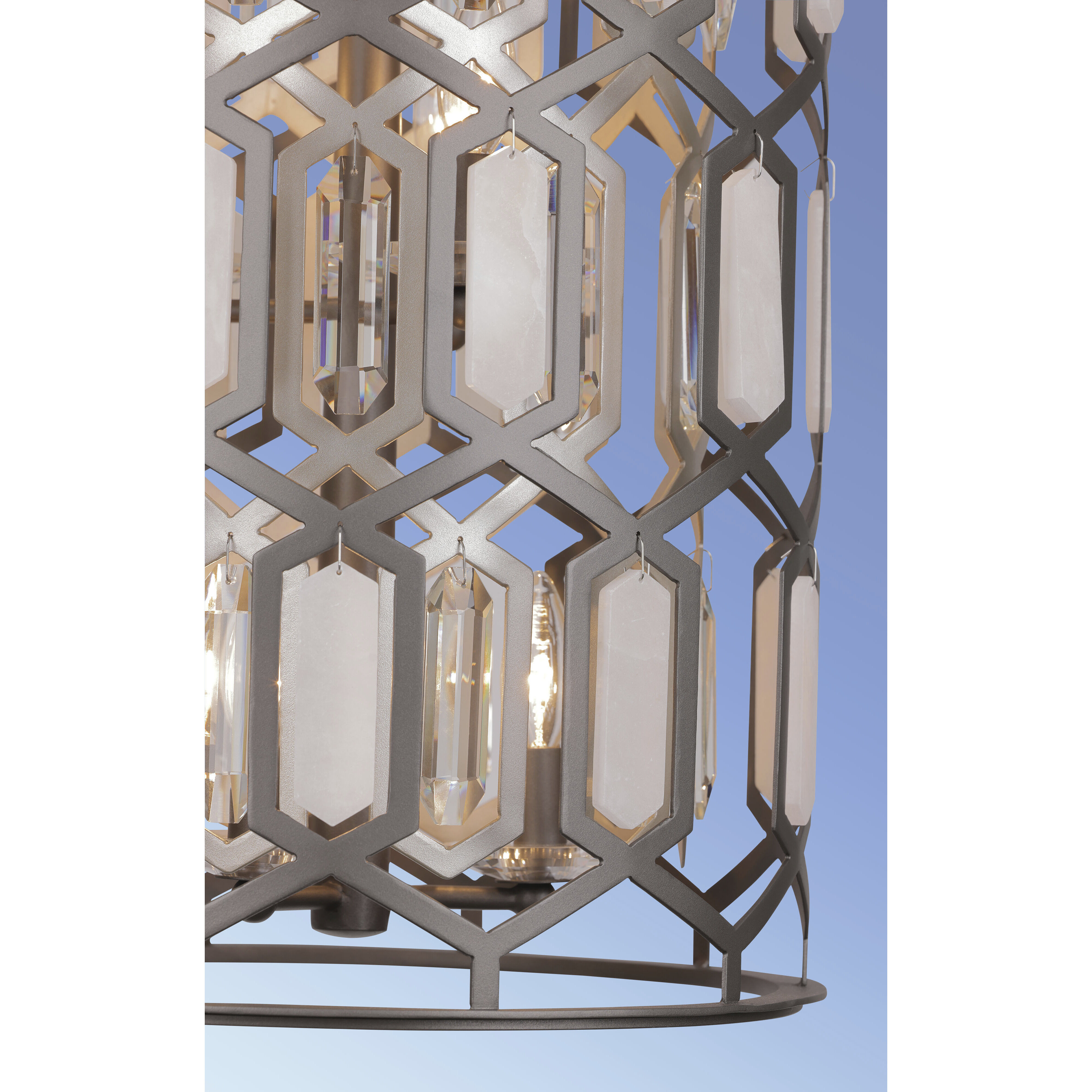 Hexly 9 Light 16 inch Bronze and Sultry Silver Foyer Pendant Ceiling Light