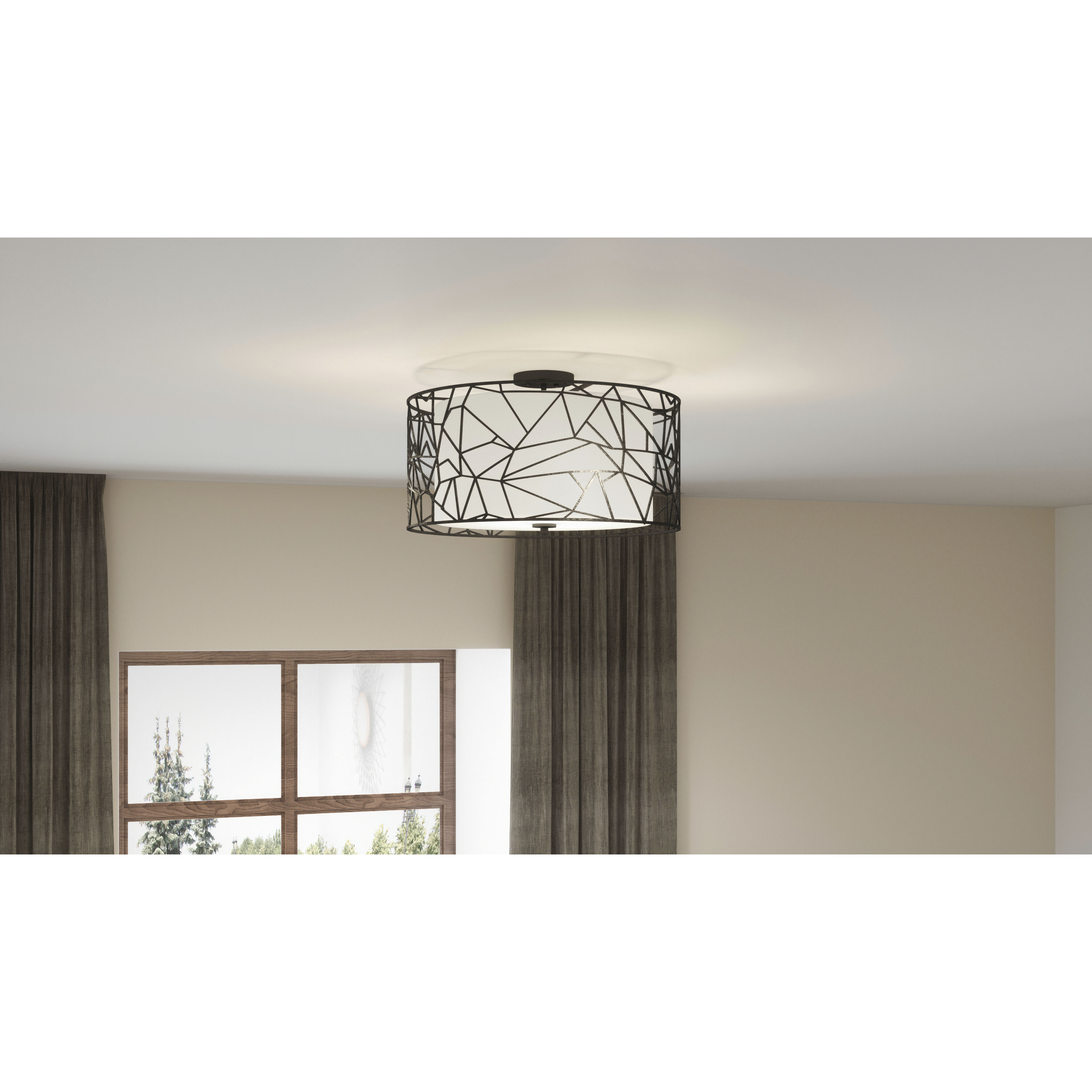 Newcastle 4 Light 23.5 inch Matte Black Semi-Flush Mount Ceiling Light