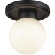 Alora Mood Fiore 1 Light 6 inch Matte Black/Glossy Opal Glass Semi-Flush Mount Ceiling Light