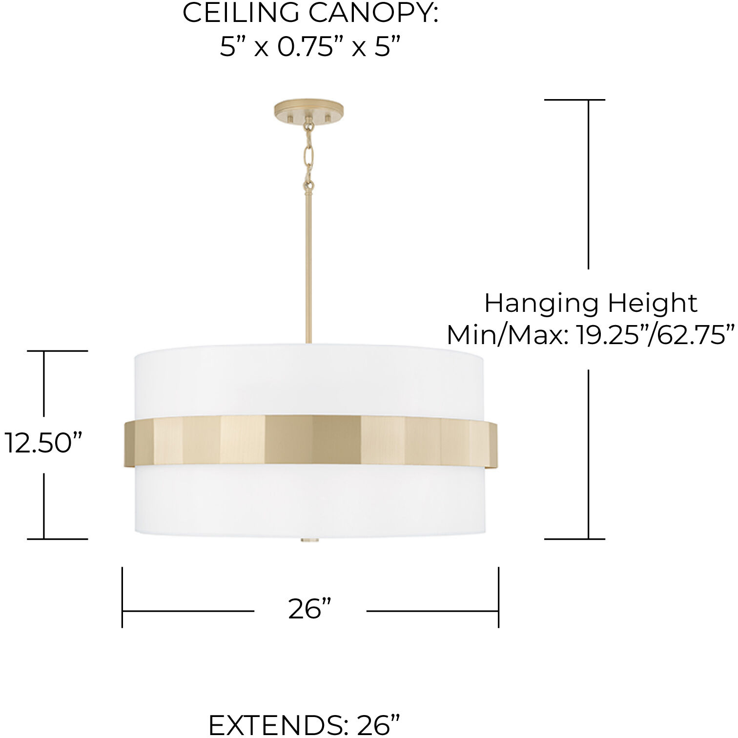 Sutton 4 Light 26 inch Soft Gold Pendant Ceiling Light