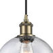 Ballston Athens 1 Light 8 inch Antique Brass Mini Pendant Ceiling Light in Incandescent, Seedy Glass, Ballston