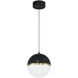 Unity LED 10 inch Black and Antique Brushed Brass and Opal Pendant Ceiling Light