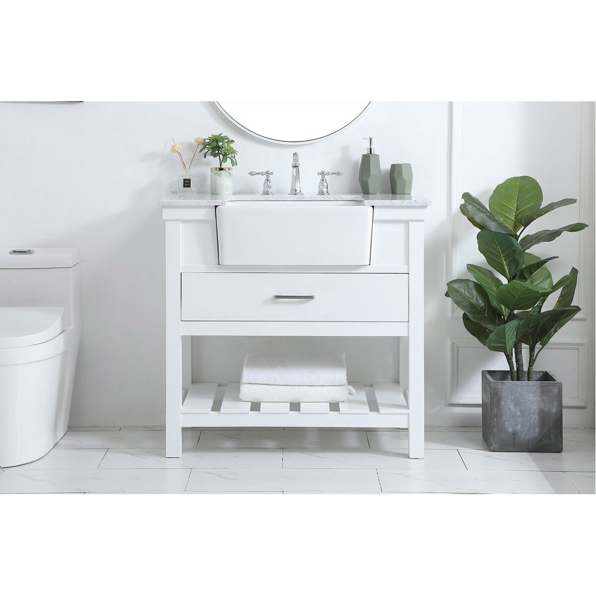 Clement 36 X 22 X 34 inch White Bathroom Vanity Cabinet