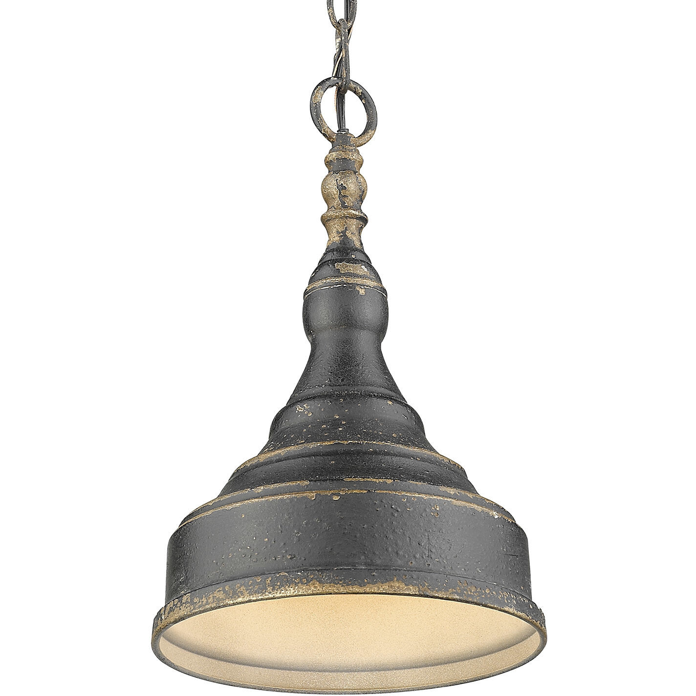 Keating Pendant Ceiling Light in Antique Black Iron, Small