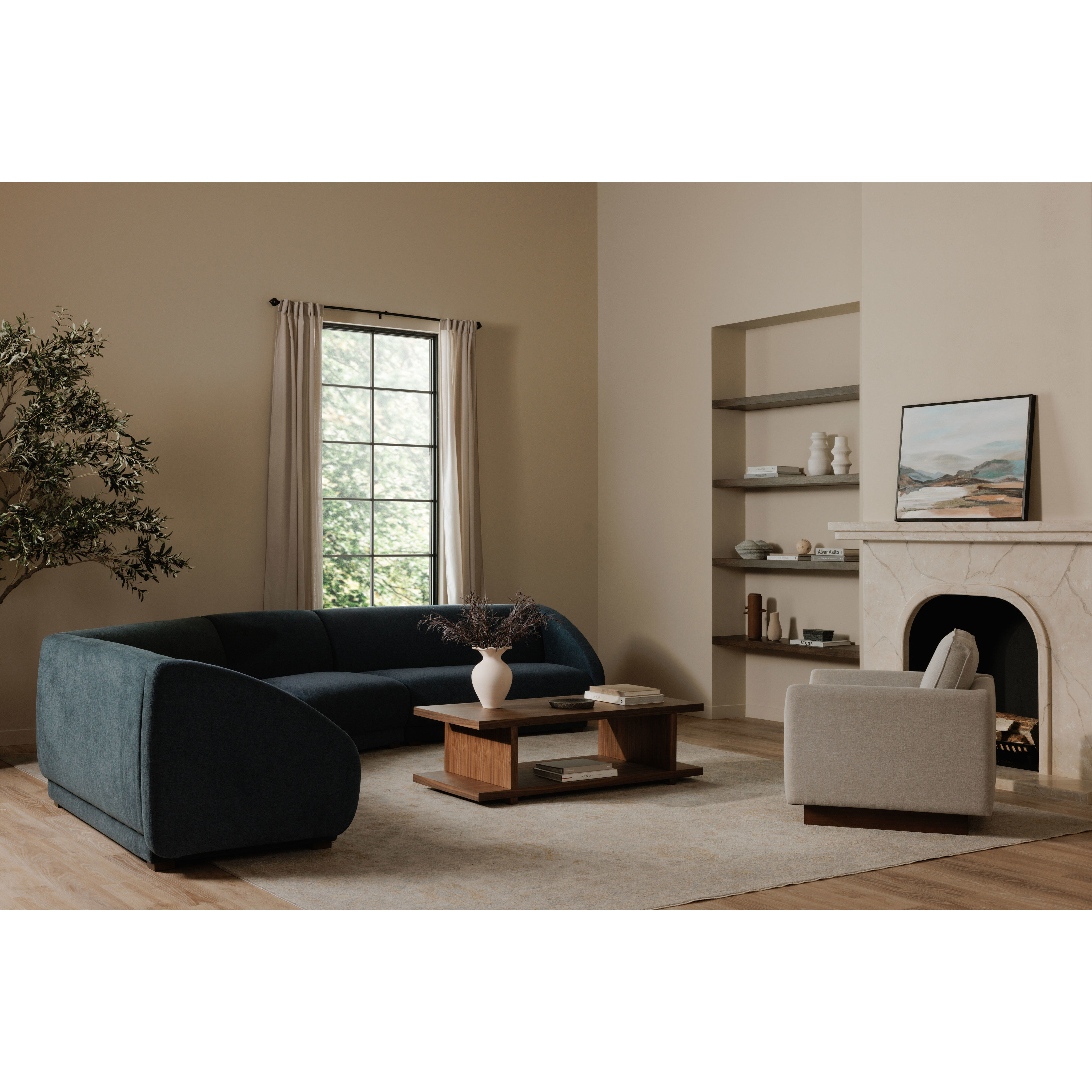 Fraser Blue Slipper Chair, Wedge