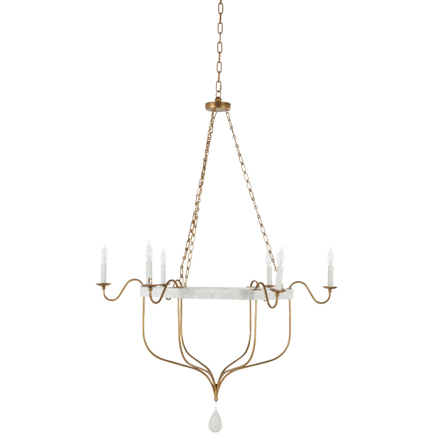 Karla 6 Light 42 inch Gilded Gold / Textured White Chandelier Ceiling Light