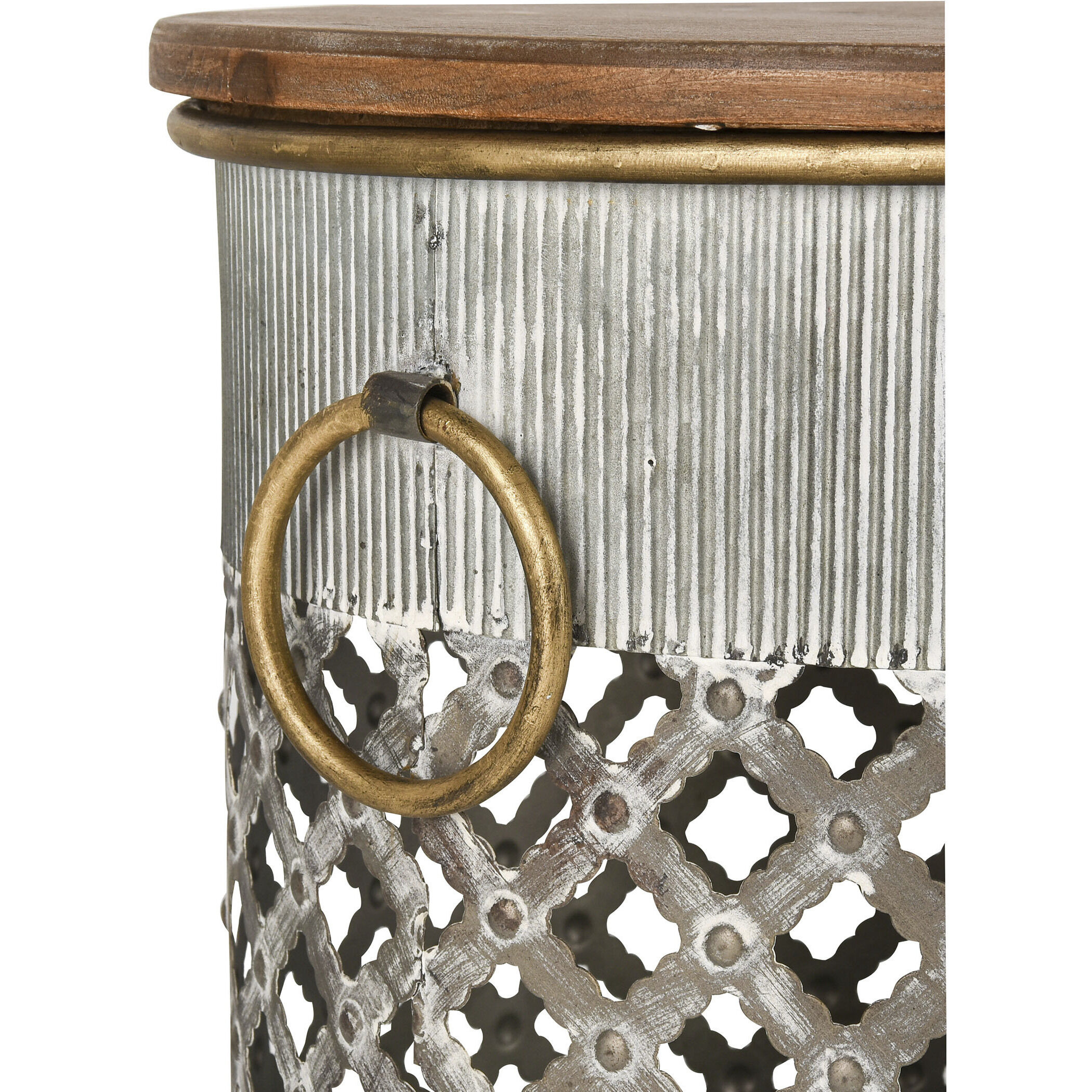 Parla 18 X 18 inch Galvanized with Brown Accent Table, Set of 2