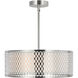 Mikayla 3 Light 17 inch Satin Nickel Drum Shade Chandelier Ceiling Light