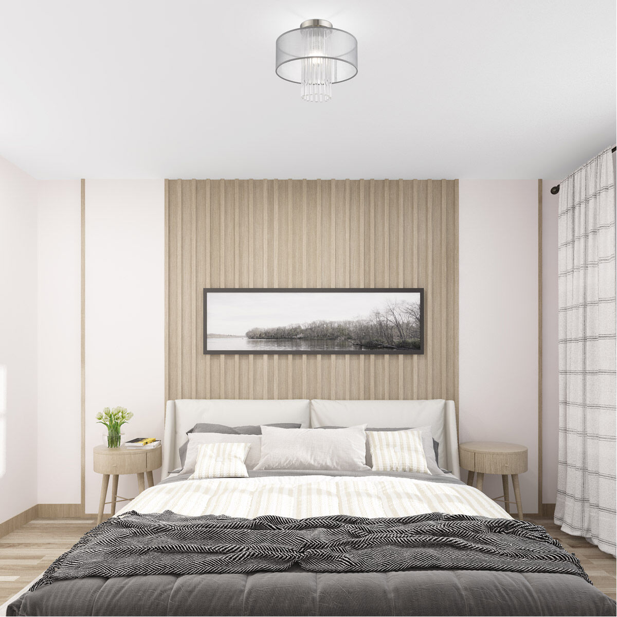 Alexis 1 Light 13 inch Brushed Nickel Semi-Flush Mount Ceiling Light