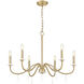 Toussant 6 Light 32 inch Modern Gold Chandelier Ceiling Light