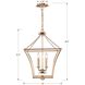 Broche 4 Light 16 inch Antique Gold Lantern Chandelier Ceiling Light
