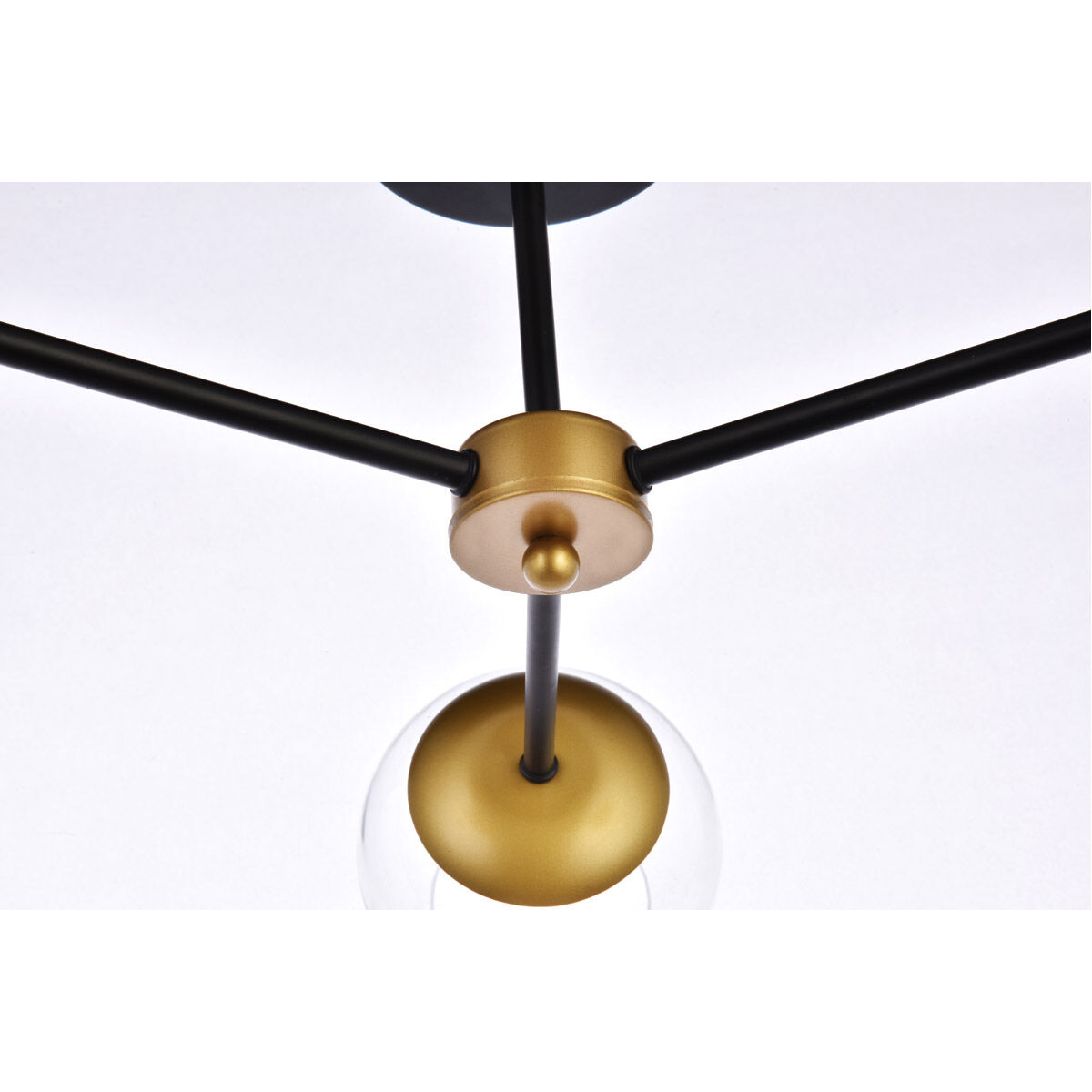 Briggs 3 Light 26 inch Black and Brass Flush Mount Ceiling Light