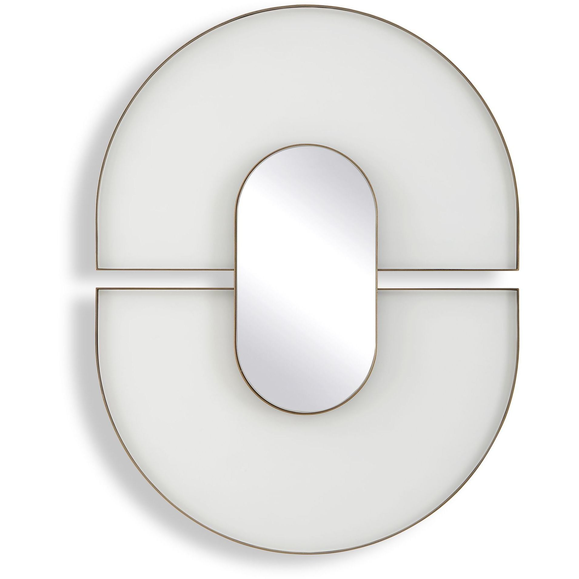 Encase 30.5 X 23.5 inch White Glass and Antique Gold Mirror