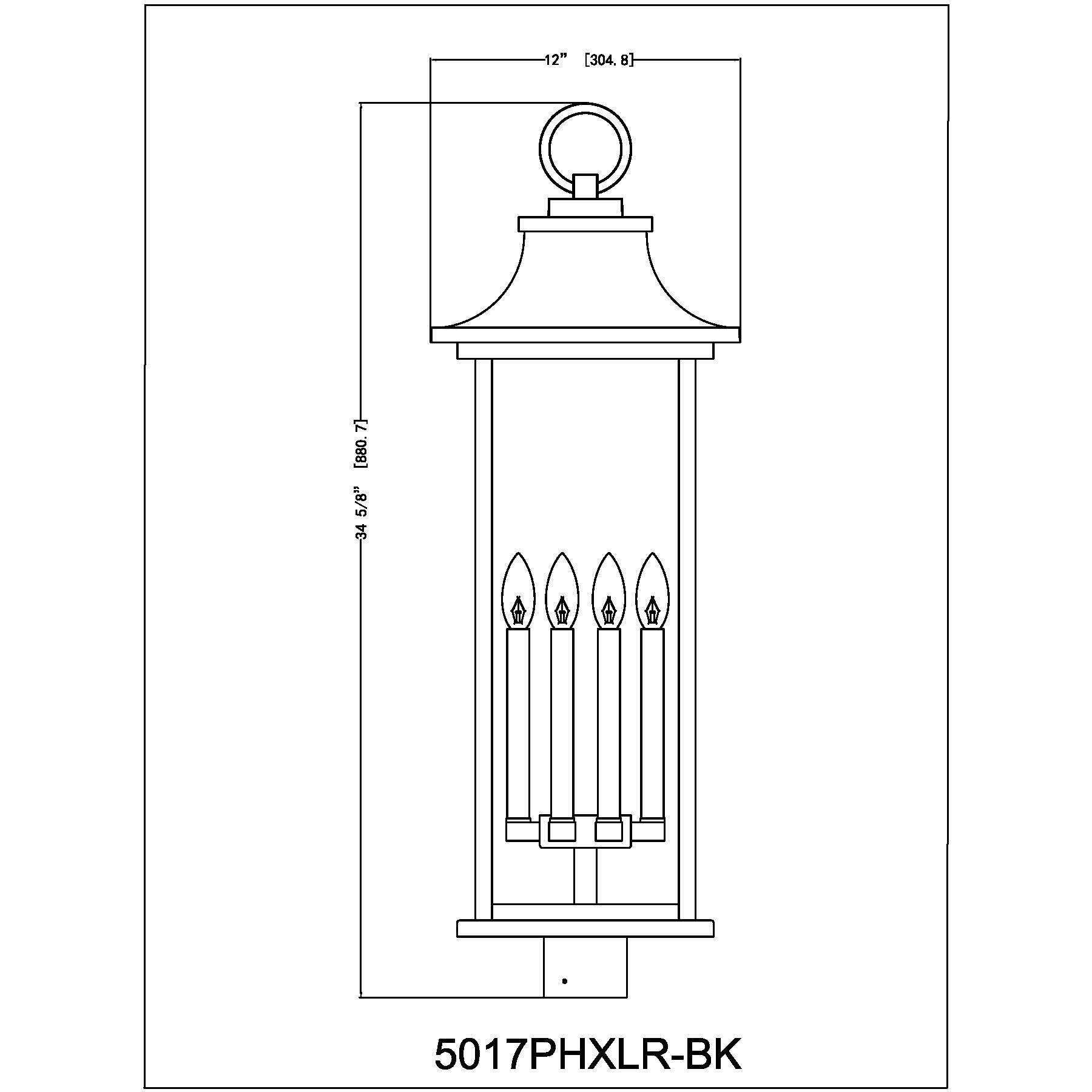 Tiberius 6 Light 34.75 inch Black Outdoor Post Mount Fixture