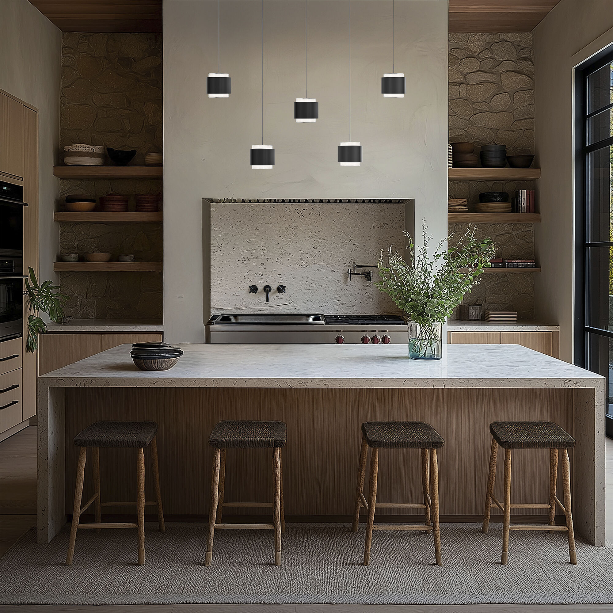 Banded LED 15 inch Aged Brass Chandelier Ceiling Light, dweLED