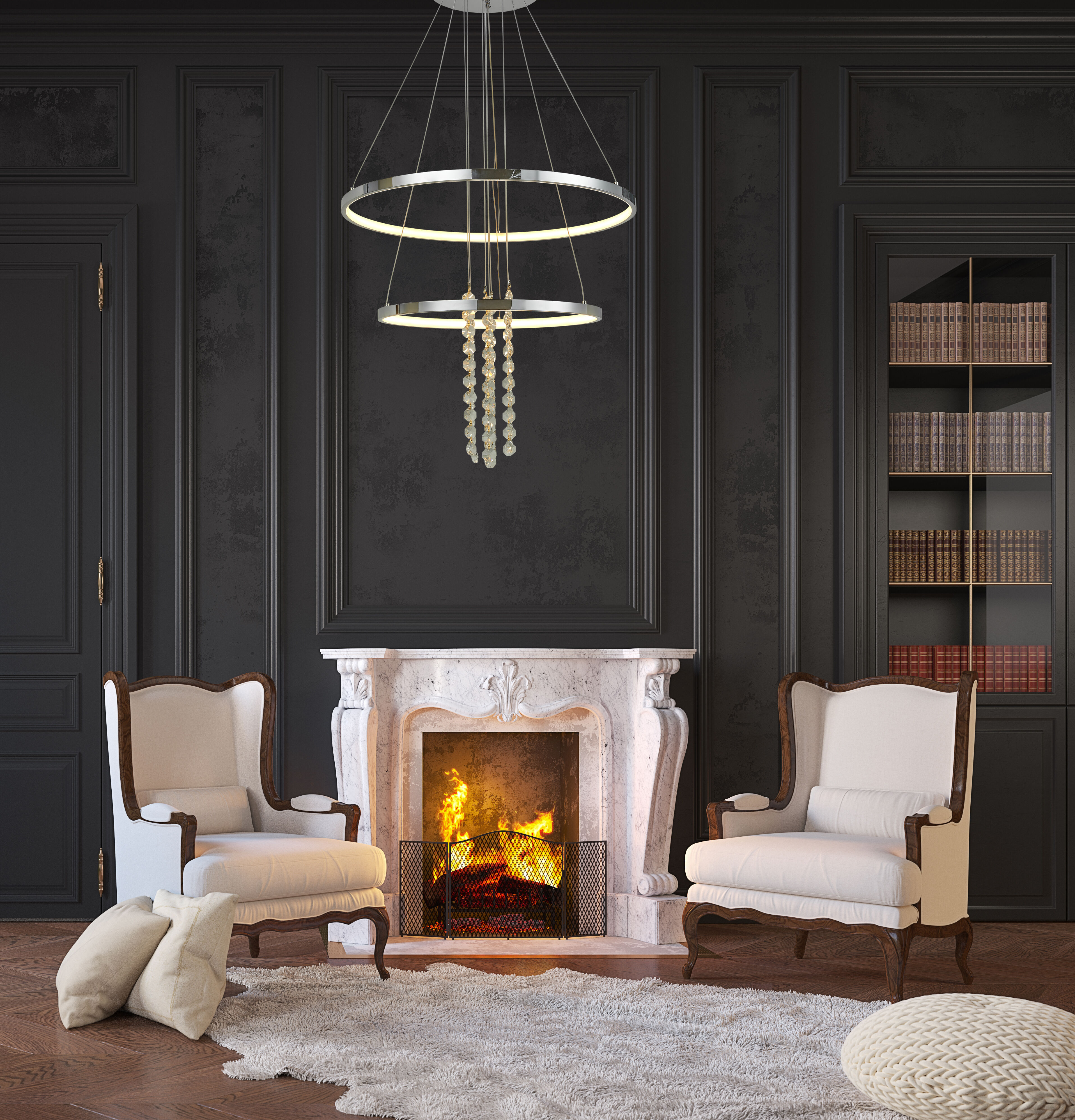 Glacier LED 24 inch Chrome Foyer Chandelier Ceiling Light