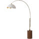 Tambo 92 inch 14 watt Weathered Brass and Dark Walnut Arc Floor Lamp Portable Light in Matte White and Gold Steel
