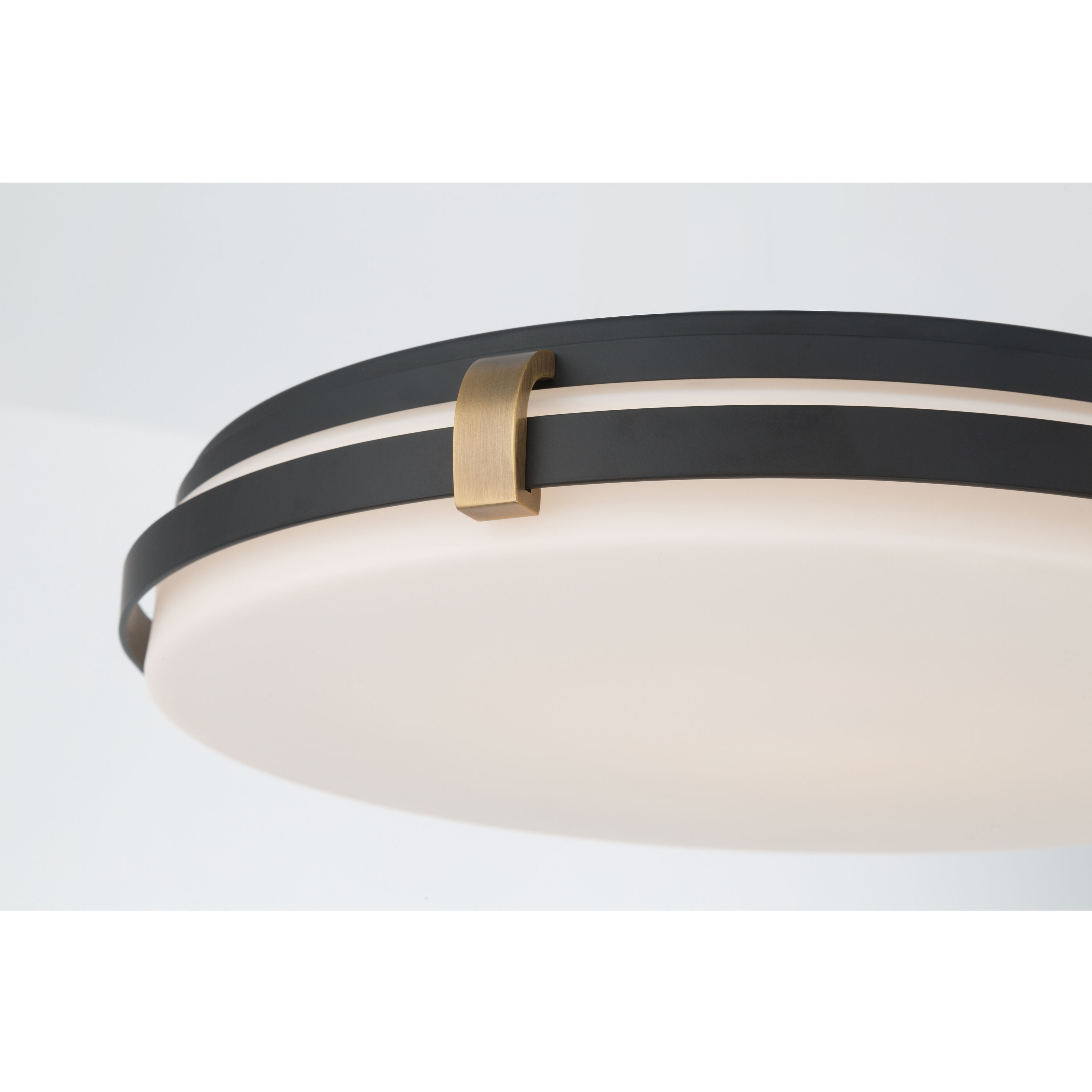 Arclume LED 18.75 inch Dark Matte Black and Legacy Brass Flush Mount Ceiling Light