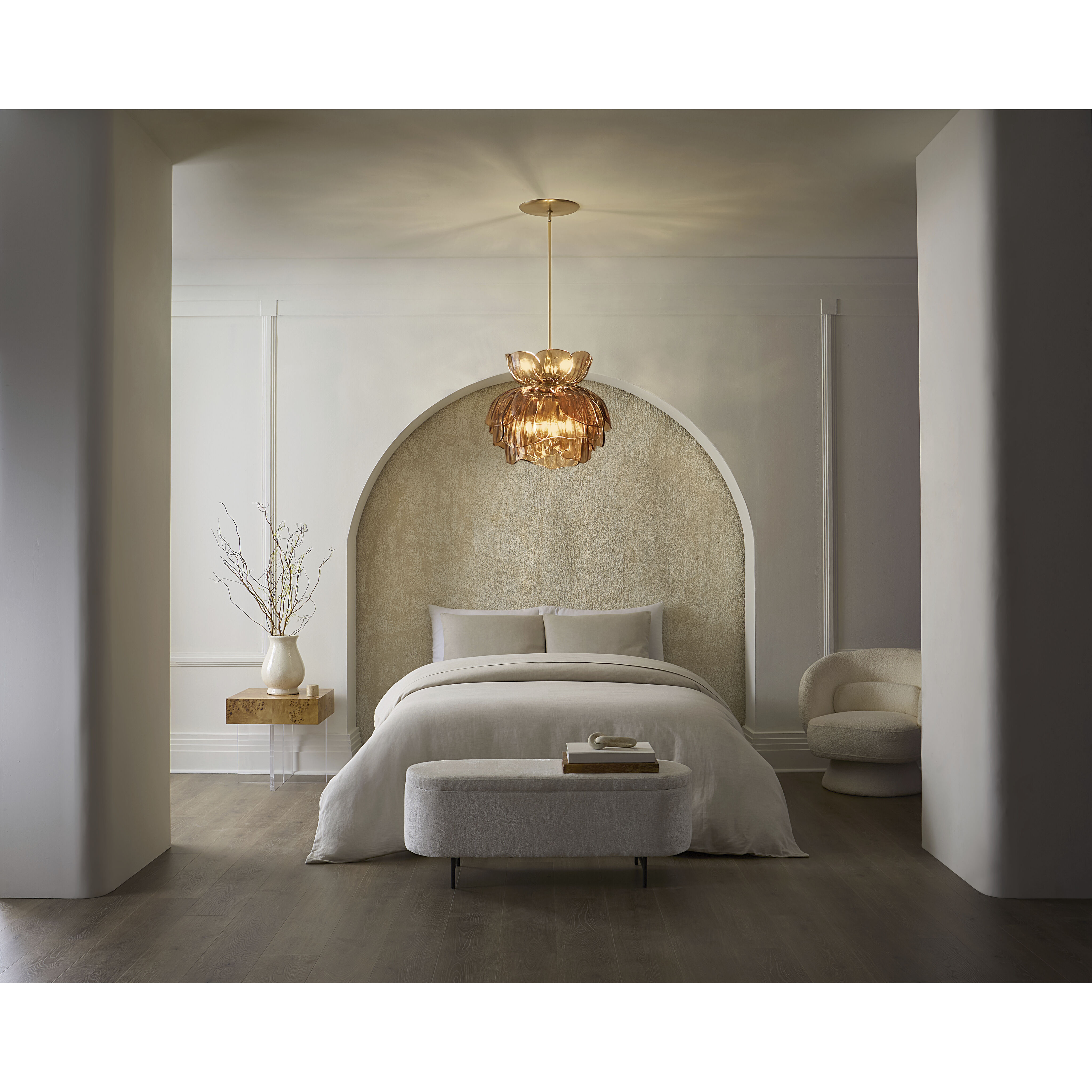 Fantine 7 Light 22 inch Unlacquered Brass Chandelier Ceiling Light in White Frosted