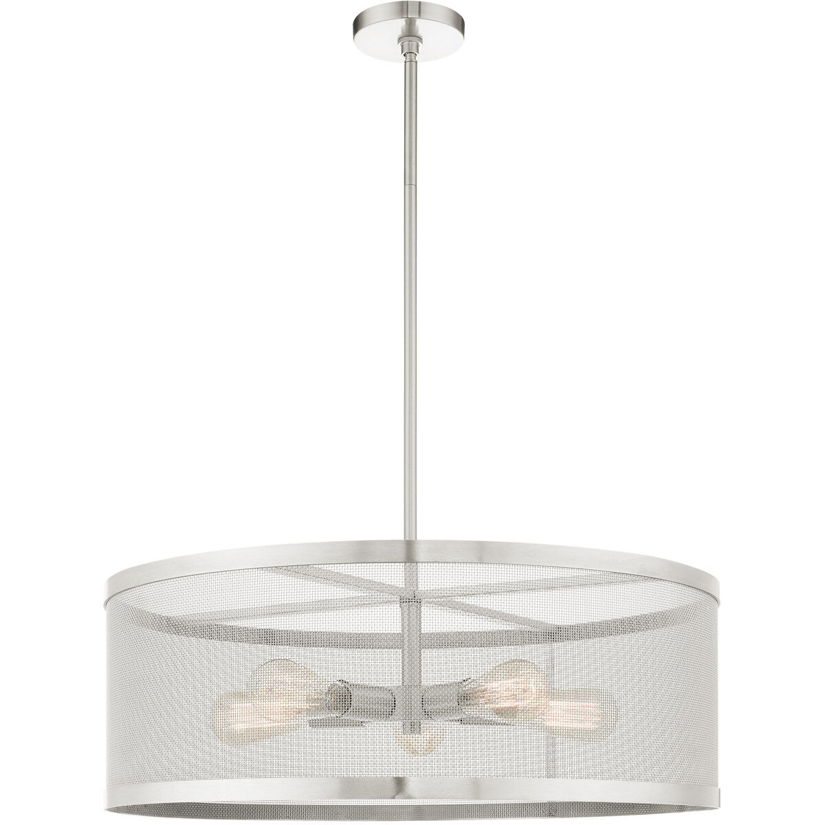 Industro 5 Light 25 inch Brushed Nickel Chandelier Ceiling Light