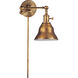 Chapman & Myers Boston2 15 inch 60.00 watt Hand-Rubbed Antique Brass Swing Arm Wall Light