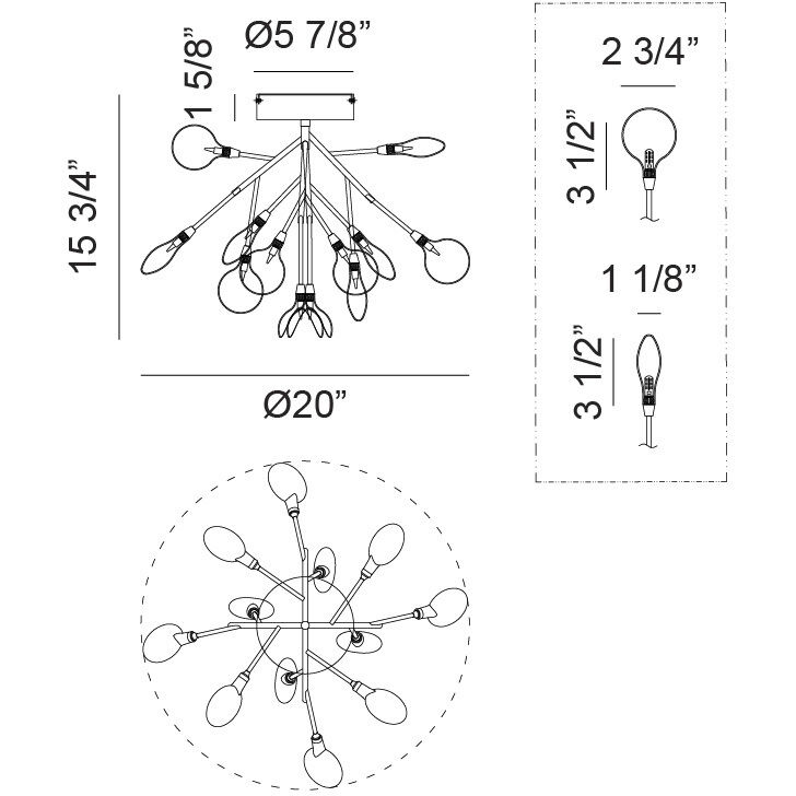 Hydrangea Bloom 12 Light 20.00 inch Flush Mount