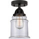 Nouveau 2 Canton LED 6 inch Matte Black Semi-Flush Mount Ceiling Light in Clear Glass