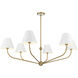 Xavier 6 Light 48 inch Vibrant Gold Chandelier Ceiling Light in Vibrant Gold and White