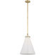 Chapman & Myers Parkington LED 15.25 inch Antique-Burnished Brass Conical Pendant Ceiling Light in White Glass