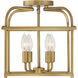Transitional 4 Light 12 inch Natural Brass Semi-Flush Ceiling Light