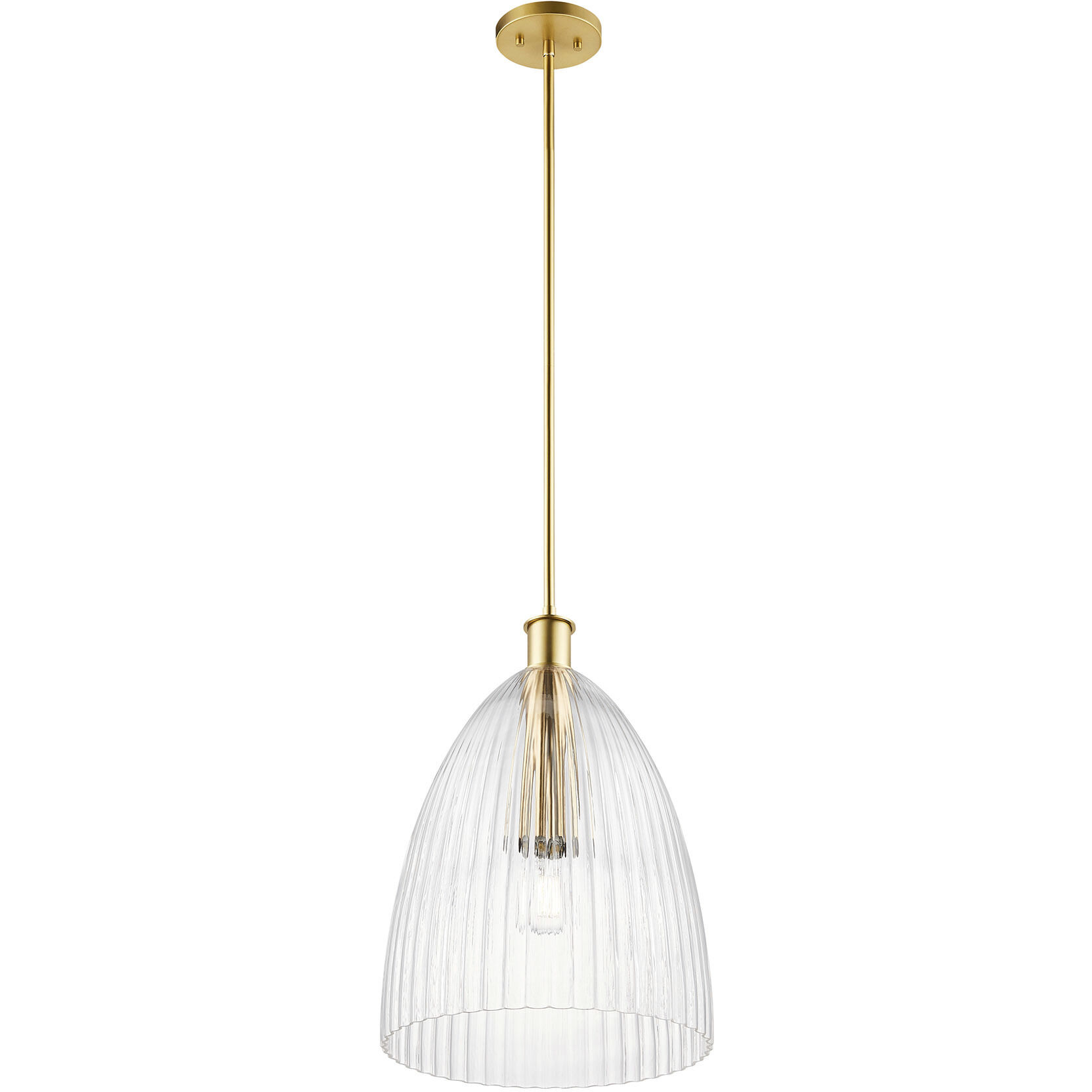 Transitional 1 Light 14 inch Natural Brass Pendant Ceiling Light