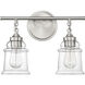 Fuller 2 Light 15 inch Satin Nickel Bathroom Vanity Light Wall Light, Lighting One