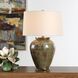 Olisa 25 inch 150 watt Green/Blue-Green/Earthy Browns/Antique Brass Table Lamp Portable Light