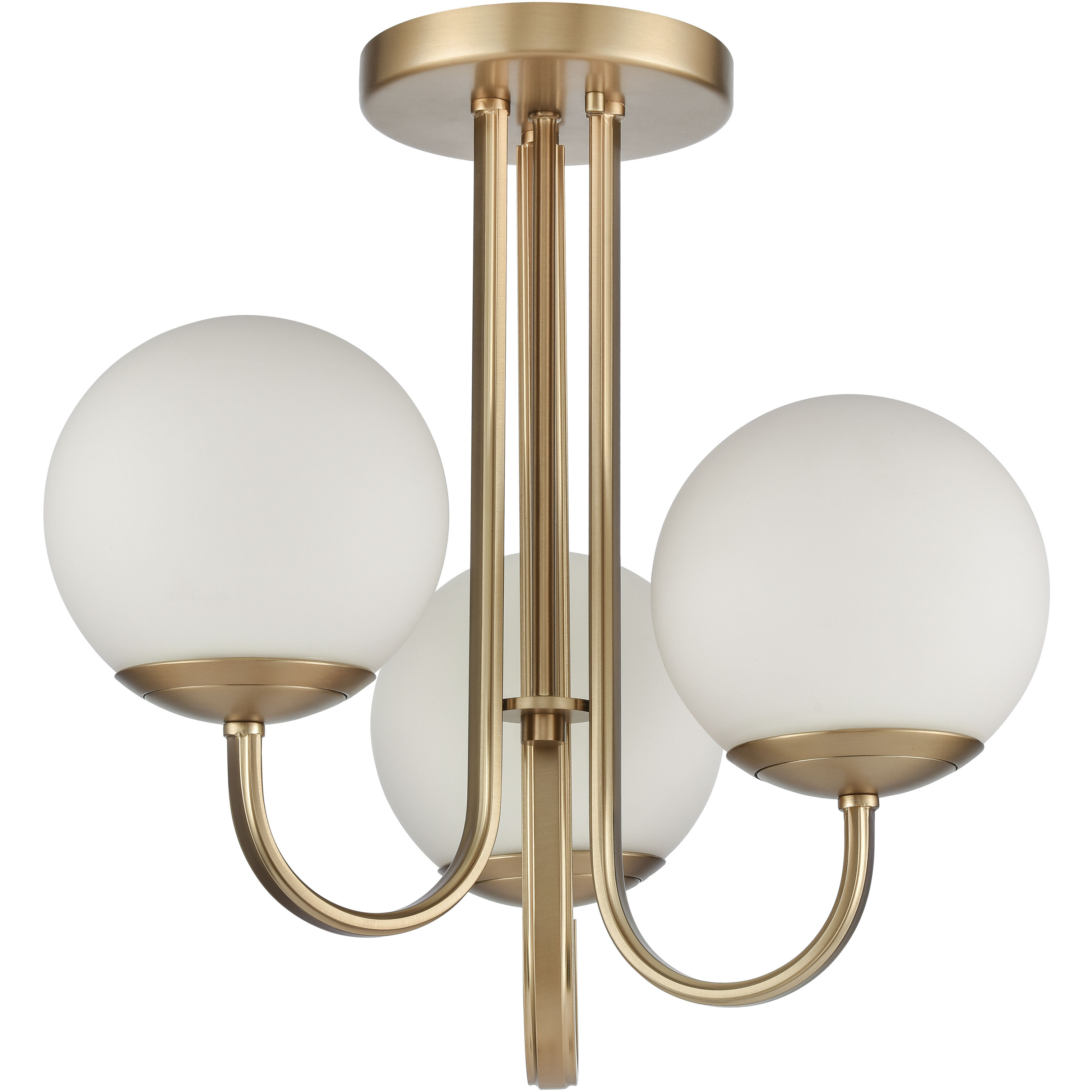 Caroline 3 Light 16 inch Brushed Gold Semi Flush Mount Ceiling Light