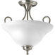 Melon 2 Light 13.25 inch Brushed Nickel Semi-Flush Mount Ceiling Light in Alabaster Glass