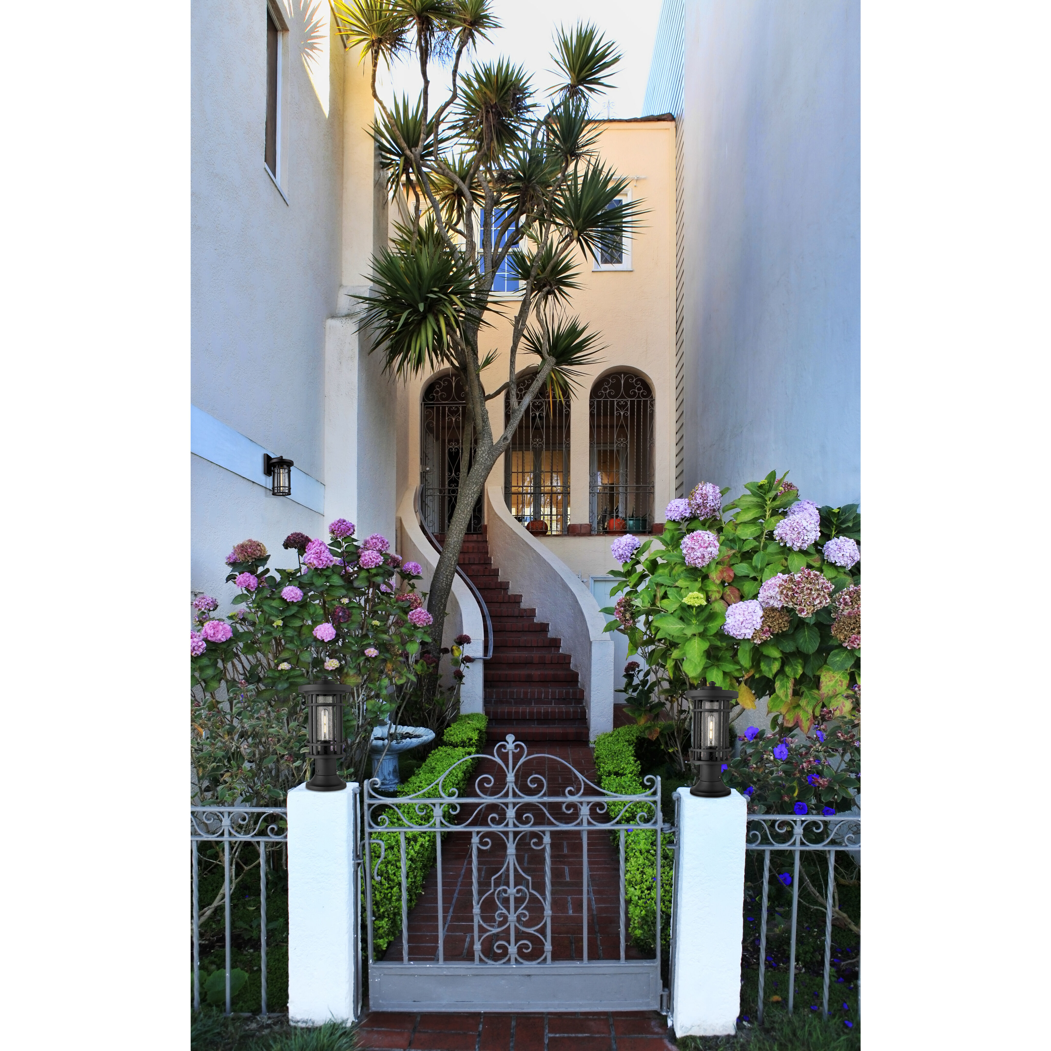 Jordan 1 Light 16.75 inch Black Outdoor Pier Mounted Fixture