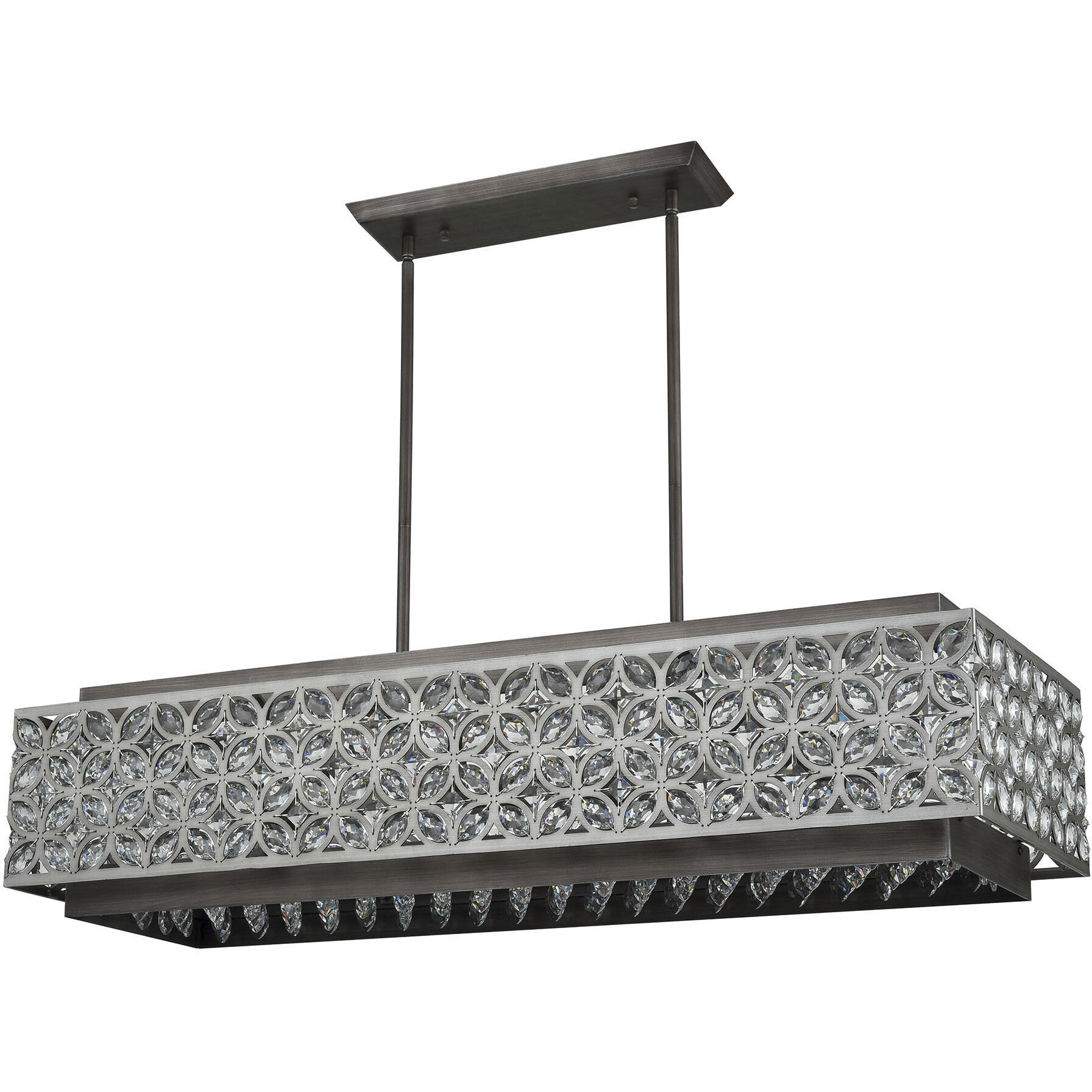 Rosslyn 8 Light 40 inch Weathered Zinc Linear Chandelier Ceiling Light