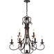 Maddy 9 Light 29 inch Oil Rubbed Brown Up Chandelier Ceiling Light