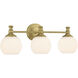 Orlisse 3 Light 23.5 inch Vintage Brass Bathroom Vanity Light Wall Light