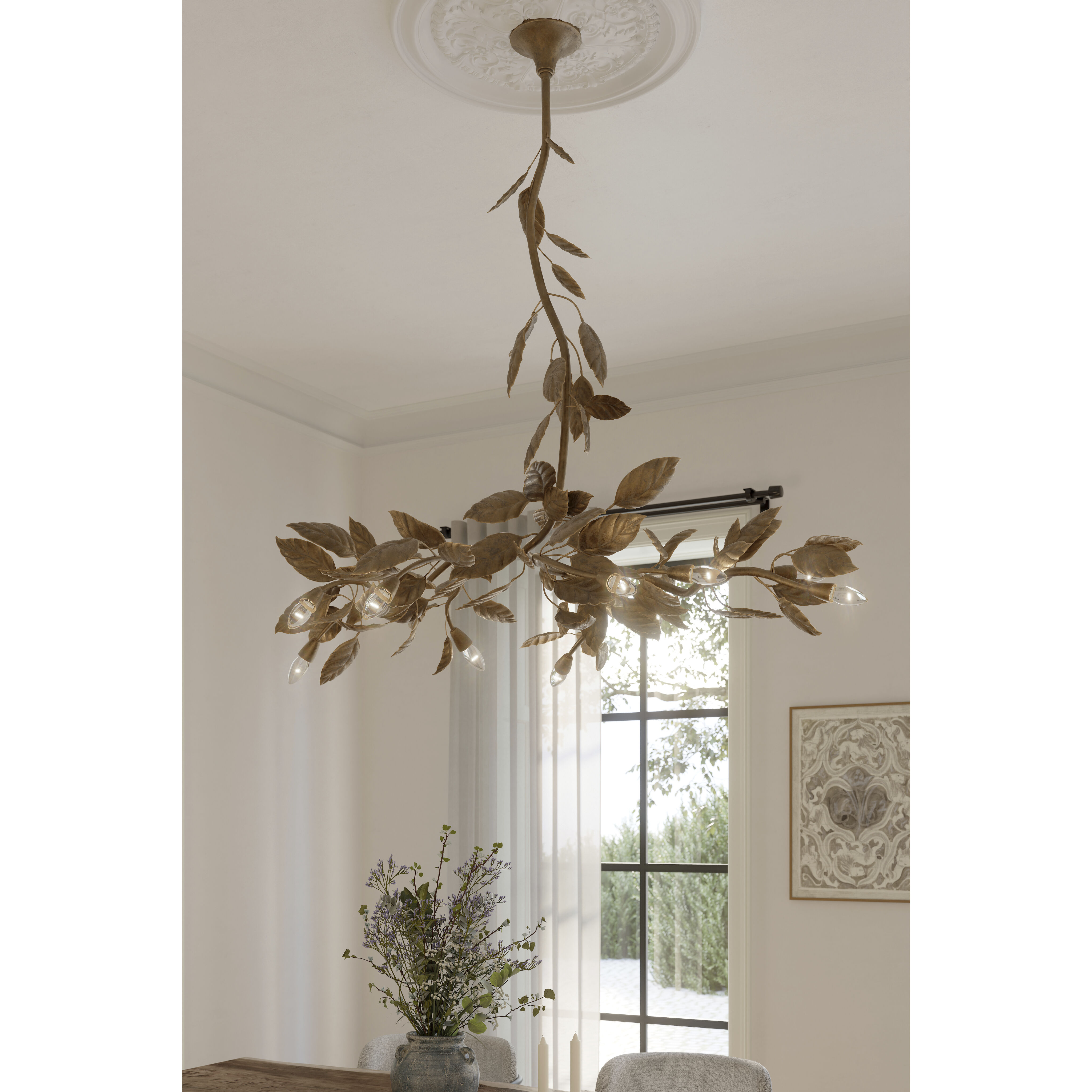 Seraphine 11 Light 60 inch Weathered Gold Linear Chandelier Ceiling Light