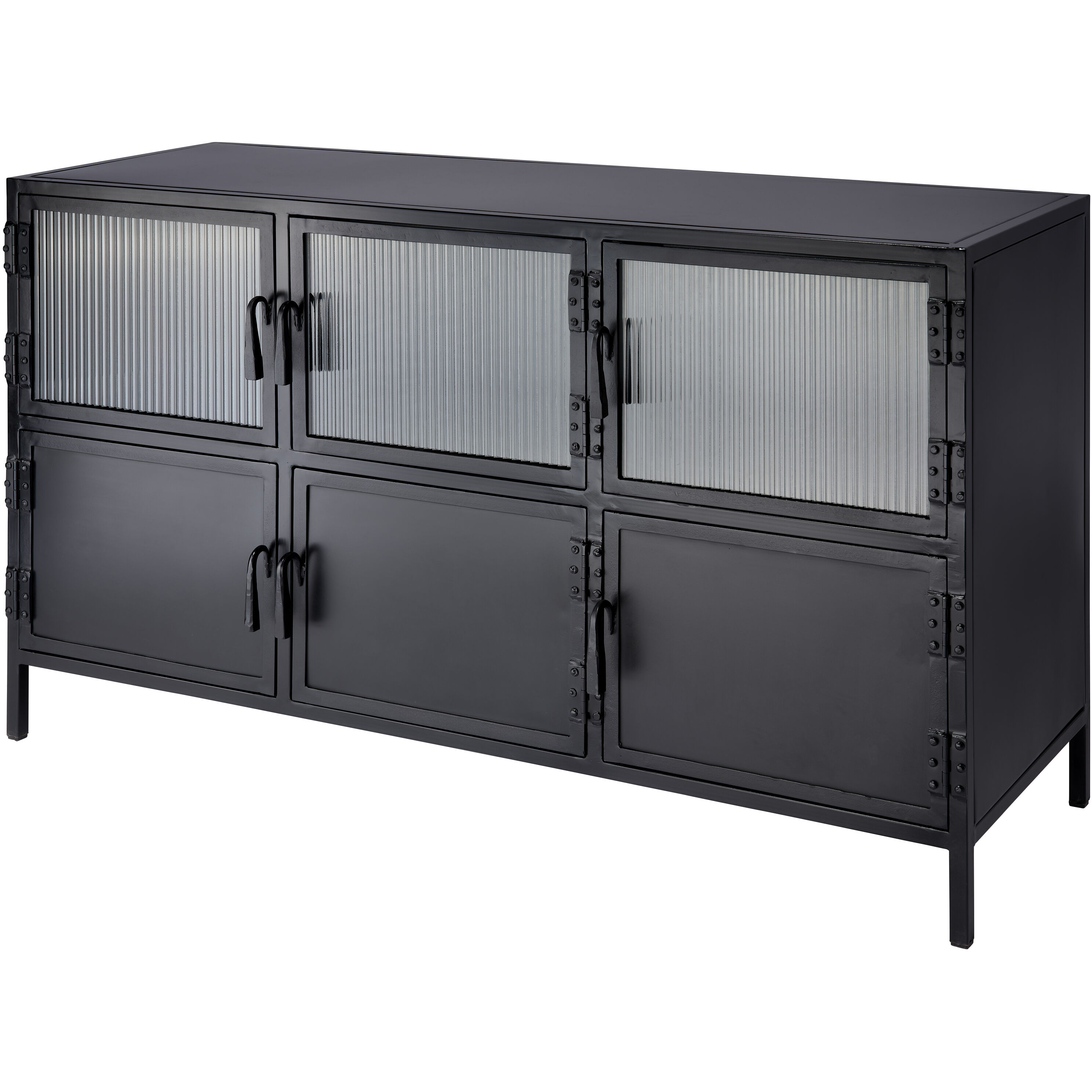 Vitrino 50 inch Black 6 Door Console