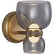Sutton 5.38 inch Vintage Brass and Smoked Glass Bath Vanity Light Wall Light