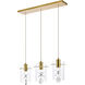 Hana 3 Light 24 inch Gold Linear Pendant Ceiling Light