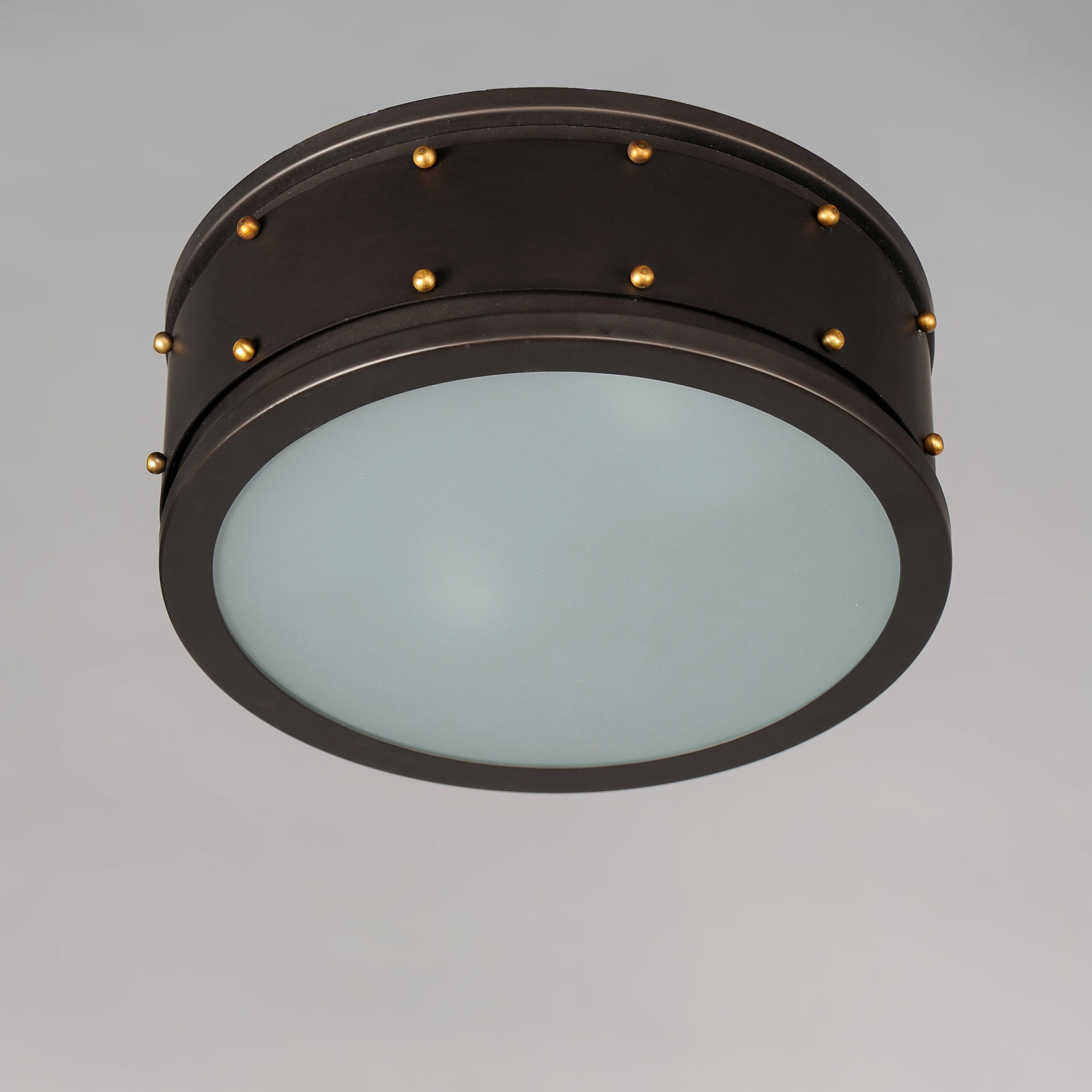 Trestle 2 Light 13 inch Oil Rubbed Bronze/Antique Brass Flush Mount Ceiling Light