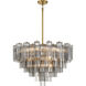 Addis 16 Light 32 inch Aged Brass Chandelier Ceiling Light in Tronchi Glass Smoke