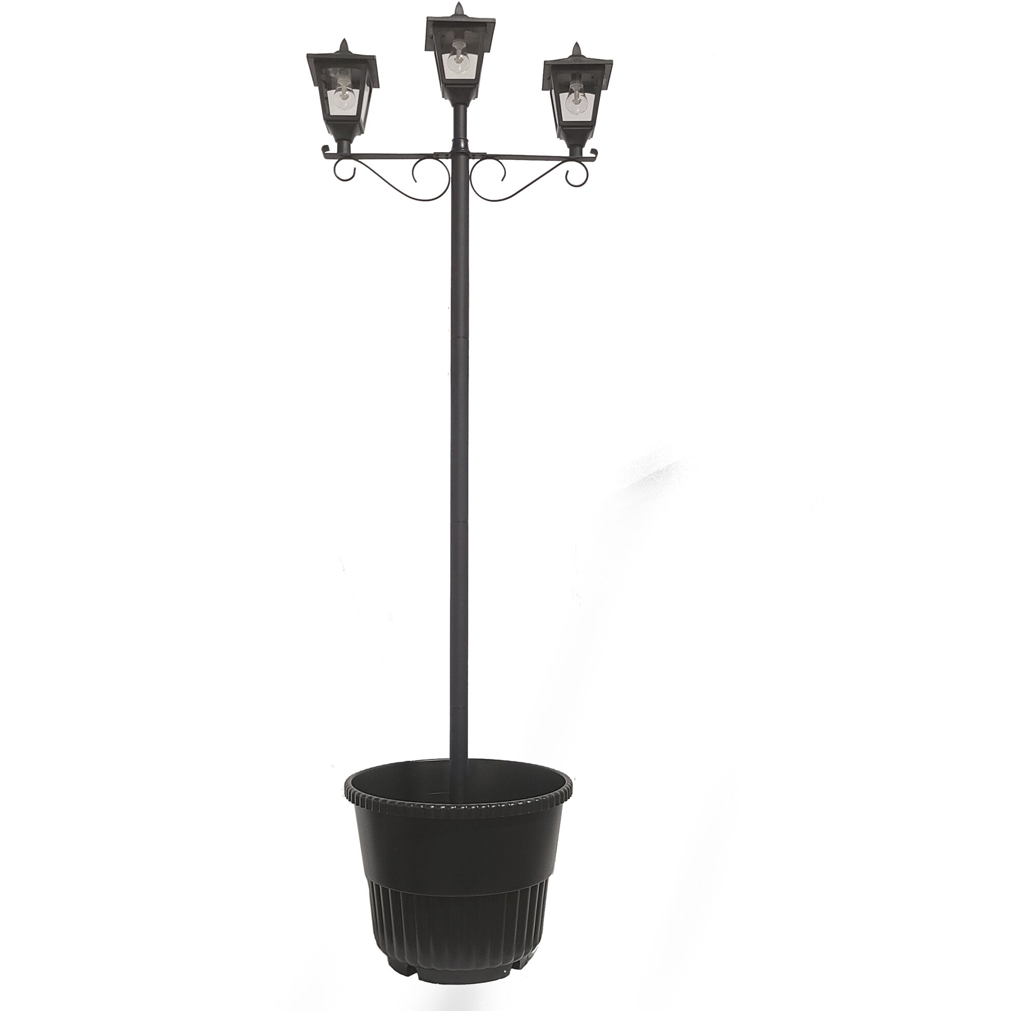Triple Head 3 Light 78.5 inch Black Post Light, Solar