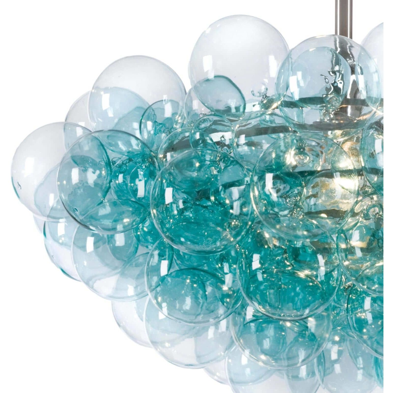 Bubbles 1 Light 27.5 inch Aqua Chandelier Ceiling Light in Brushed Nickel, Aqua Glass